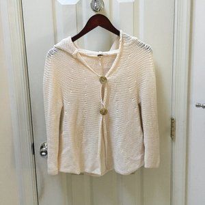 Free People Cream Hooded Knit Button Sweater Size XS